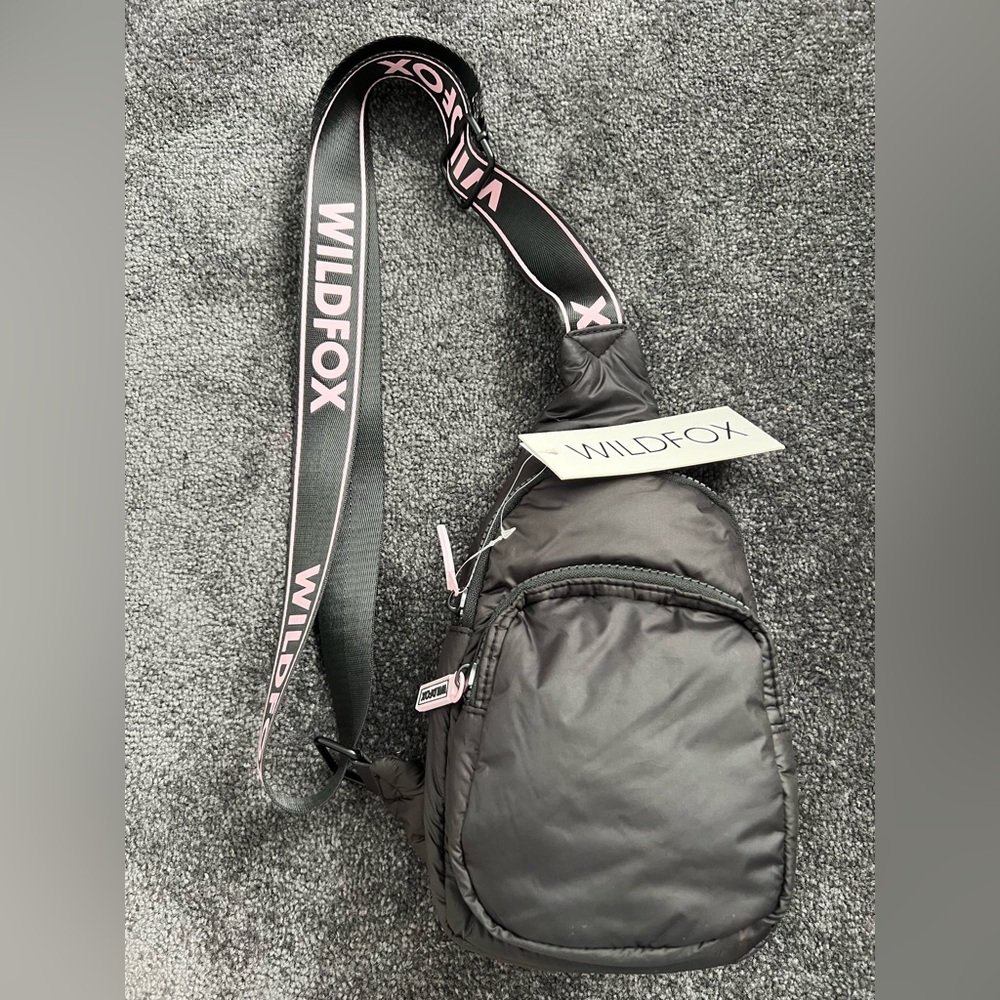 Wildfox Black and Pink Puffer Sling Shoulder Bag NWT